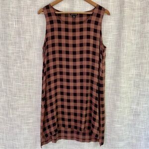 Eileen Fisher Silk Buffalo Check Gingham Tunic Top
